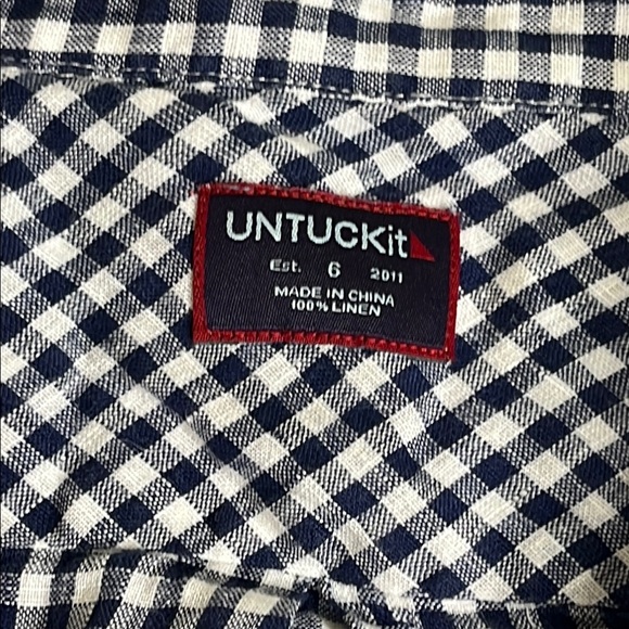 UnTuckIT long sleeve button down shirt grenoille navy - Picture 4 of 13